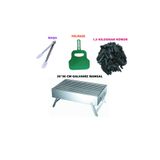 Mizan Metal 30x50 cm Galvaniz Mangal, Kömür, Yelpaze, Maşa Seti, Katlanır