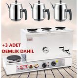 Mizan Üç Demlikli Elektrikli Çay Kazanı 40 Lt. + 3 Adet Demlik Hediyeli-Çay Ocağı Mc208