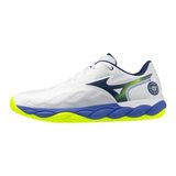 Mizuno Wave Enforce Court Ac Beyaz Erkek Tenis Ayakkabısı Nefes Alabilir Yapı ile Koşu İçin İdeal - Beyaz - Sarı - Mavi