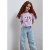 MJ Logo Baskılı Mor Tişört Loose Fit/Bol Rahat Kesim 7610431-70519