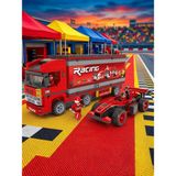 Mj Toys 570 Parça Tır ve F1 Yapı Blok Seti City Serisi 570 Parça Yapı Oyuncak Seti Çekici F1 LEGO Seti