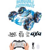 Mj Toys Buhar Atan Şarjlı Uzaktan Kumandalı Akrobat Araba Duman Atar Stunt Drift 4x4 Oyuncak Araba - Mavi