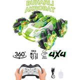 Mj Toys Buhar Atan Şarjlı Uzaktan Kumandalı Akrobat Araba Duman Atar Stunt Drift 4x4 Oyuncak Araba - Yeşil