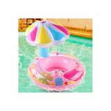 Mj Toys Gölgelikli Tenteli Çocuk Deniz Simiti Baby Float Bebek Deniz Simiti 0-4 Yaş Bebek Botu Pembe- Mavi