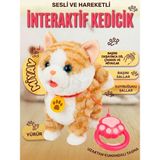 Mj Toys Müzikli Yürüyen Miyavlayan Yalayan Kuyruk Başını Sallayan Ses Kaydı Tekrarlayan Oyuncak Peluş Kedi Hareketli Oyuncak Sevimli Kedi - Turuncu