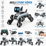 Mj Toys Oyuncak 2.4 Ghz Uzaktan ve Bilekten Kumandalı Şarjlı 8 Teker Akrobat Robot Köpek Müzikli ve LED Işık Oyuncak Robot Köpek Araba 25 cm - Gri