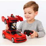 Mj Toys Oyuncak Uzaktan Kumandalı Araba Transformers Tarzı Robota Dönüşen Oyuncak Araba Mustang - Kırmızı