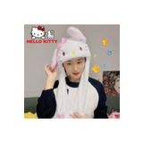 MJ TOYS Sanrio Kuromi Hello Kitty Şapka Kulakları Hareket Eden Şapka Işıklı Modlu Peluş Bere Şapka