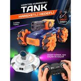 Mj Toys Şarjlı Uzaktan Kumandalı Işıklı Atış Hedefli Ufo Avcısı Akrobatik Dublör Tank Araba Full Fonksiyon - Turuncu