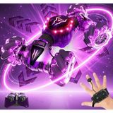 Mj Toys Uzaktan Kumandalı Şarjlı LED Işıklı Bilekten Kontrollü Araba Akrobat Drift Stunt 4x4 Oyuncak Araba - Mor