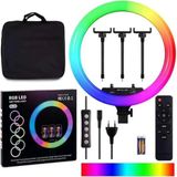 MJ18 18 Inç Rgb Ring Light – Tripodlu Profesyonel LED Çekim Işığı, Uzaktan Kumandalı Yayı - Çok Renkli