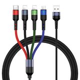 MJEMS 2 paket çoklu şarj kablosu çoklu şarj kablosu naylon örgülü kısa 4FT 4 in 1 USB şarj kablosu telefon/tip C/mikro USB konektörü telefon/Galaxy S20/S10S9/S8/S7 ve daha fazlası için