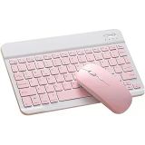 Mk-4 Kablosuz Ergonomik Apple-Android-Windows Manyetik Tablet Kılıf Uyumlu Klavye Mouse Kiti(Türkçe Q Klavye) (PEMBE)