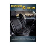 Mk Express fiat Albea Lüx Deri Oto Koltuk Kılıfı Ön Arka Takım Elit Serisi Siyah Beyaz - Siyah - Beyaz - Universal