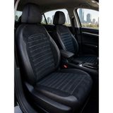 Mk Express Ford Escort Uyumlu Deri Detaylı Oto Koltuk Kılıfı 5li Set Apex Seri Siyah-Beyaz - Siyah - Beyaz