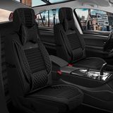 Mk Express geely Emgrand Uyumlu Ön Arka 5 Li Set Yarı Deri London Serisi Oto Koltuk Kılıfı Tam Siyah Renk