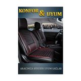 Mk Express peugeot 206 Lüx Deri Oto Koltuk Kılıfı Ön Arka Takım Elit Serisi Siyah Kırmızı - Siyah - Kırmızı - Universal