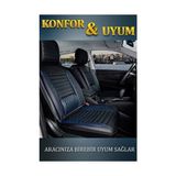 Mk Express peugeot 307 Lüx Deri Oto Koltuk Kılıfı Ön Arka Takım Elit Serisi Siyah Mavi - Siyah - Mavi - Universal