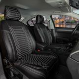Mk Express peugeot 307 Uyumlu Ön Arka 5 Li Set Yarı Deri Exclusıve Serisi Oto Koltuk Kılıfı Siyah Beyaz Renk - Siyah - Beyaz