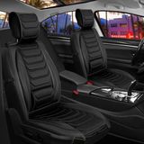 Mk Express Volkswagen Bora Uyumlu Ön Arka 5 Li Set Yarı Deri Miami Serisi Oto Koltuk Kılıfı Tam Siyah Renk