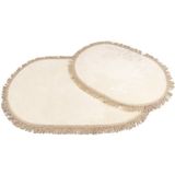 Mk Hometeks Sade Model Püsküllü Siyah 2’li Banyo Paspas Takımı - Krem - 70 x 120 cm