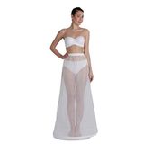 MK MODA ATELİER 1 Telli Elastik Bantlı Jupon A Kesim Gelinlik, Kaftan ve Abiye için Rahat Adım Yürüme Tarlatan J-901ED ekru M
