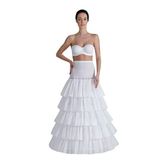 MK MODA ATELİER 3 Telli, 3 Fırfırlı Helen Gelinlik, Abiye ve Kaftan için Rahat Adım Yürüme Jupon Tarlatan J-613C ekru M
