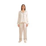 MK MODA ATELİER | Sheima Zümra Pearly Biyeli Uzun Pijama Takımı ZM-0108/00009 ekru M
