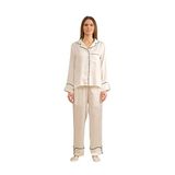 MK MODA ATELİER | Sheima Zümra Pearly Biyeli Uzun Pijama Takımı ZM-0108/00009 ekru XL