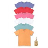 MK Mukko Kids Kız Erkek Çocuk T-shirt - 6'Lı Set Basic Tasarım Düz Kısa Kol T-shirt - Çocuk Tişört Paketi