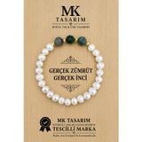 MK TASARIM GERÇEK İNCİ GERÇEK ZÜMRÜT BİLEKLİK MK.7000.827- RAHATLIK-DİNGİNLİK-ENERJİ- STRES BİLEKLİĞİ