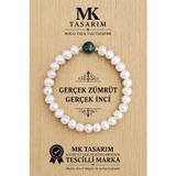 MK TASARIM GERÇEK İNCİ GERÇEK ZÜMRÜT BİLEKLİK MK.7000.828- RAHATLIK-DİNGİNLİK-ENERJİ- STRES BİLEKLİĞİ