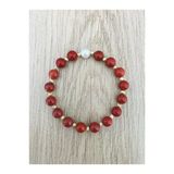 Mk Tasarım Gerçek İnci Red Jasper Taşı Bileklik Mk.7000.812- Rahatlık-Dinginlik-Enerji- Stres Bilekliği