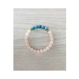 MK TASARIM Gerçek Pembe Kuvars, Mavi Kuvars Taşı Bileklik MK100153