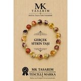 Mk Tasarım Gerçek Sitrin Bileklik Mk.7000.836- Rahatlık-Dinginlik-Enerji- Stres Bilekliği