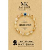 Mk Tasarım Gerçek Sitrin Taşı Bileklik Mk.7000.853- Rahatlık-Dinginlik-Enerji- Stres Bilekliği