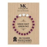 MK TASARIM GERÇEK YAKUT TAŞI GERÇEK İNCİ BİLEKLİK MK.7000.822- RAHATLIK-DİNGİNLİK-ENERJİ- STRES BİLEKLİĞİ