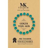 Mk Tasarım Gerçek Yeşil Akik Taşı Bileklik Mk.7000.851- Rahatlık-Dinginlik-Enerji- Stres Bilekliği