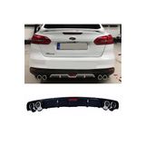 MKG Otomotiv Ford Focus 3 Siyah Difüzör 4 Uyumlu Krom Egzoz Görünümlü Difizör Arka Ek Body Kit 2012 - 2017
