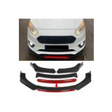 MKG Otomotiv Ford Tourneo Courier Kırmızı Renkli Şeritli Dilli Ön Lip 4 Prç Parlak Siyah ABS