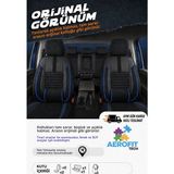 MKG Otomotiv Lincoln Mark Phantom Siyah Mavi Tay Tüyü Oto Koltuk Kılıfı Tam Set -Ortopedik-Kolay Montaj-Terletmez 1993-2000