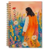 MKIJUHB Suluboya Kır Çiçeği İsa Hristiyan Spiral Defter 5.5x8.3, Kadınlar için Dua Günlüğü, Kadınlar için İsa Hediyeleri, Not Alma için Dini Kutsal Kitap Defteri, Hıristiyan Hediyeleri