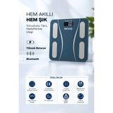 MKIO Akıllı Bluetooth Baskül - Büyük Boy Tartı 30cm - Yağ Su Kas Vücut Kitle Endeksi Kilo Ölçer - Yapay Zeka Destekli Dijital Baskül - Mobil Uygulamalı Tartı