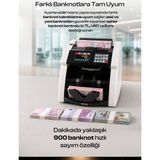 Mkio Para Sayma Makinesi - Müşteri Ekranı Hediyeli- Tl ve Euro Karışık Para Sayma Makinesi - TL/Dolar/Euro -Sesli - Geçersiz Banknot Kontrolü - Siyah - Beyaz