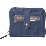 Mkm Lacivert Nubuk Deri Fermuarlı Unisex Kartlık Cüzdan