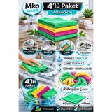 MKO TEKSTİL MİKROFİBER HAVLU GENEL TEMİZLİK BEZİ 40X40 CM 4'LÜ PAKET