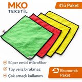 Mko Tekstil Süper Emici Mikrofiber Temizlik Bezi 4'lü Paket