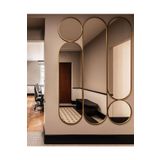 MKS Design Lüks Ayna Seti / Duvar Aynası Takımı / Gold Çerçeveli Ayna Seti / Salon Aynası