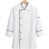 MKWorkwear İsim Nakış Seçenekli - Osaka Şef Ceketi – Modern Aşçı Kıyafeti | Erkek & Kadın Kullanıma Uygun | Kişiye Özel Üniforma ve İş Elbiseleri - 2XL - Beyaz - Siyah