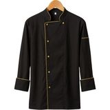 MKWorkwear İsim Nakış Seçenekli - Osaka Şef Ceketi – Modern Aşçı Kıyafeti | Erkek & Kadın Kullanıma Uygun | Kişiye Özel Üniforma ve İş Elbiseleri - XL - Siyah - Gold